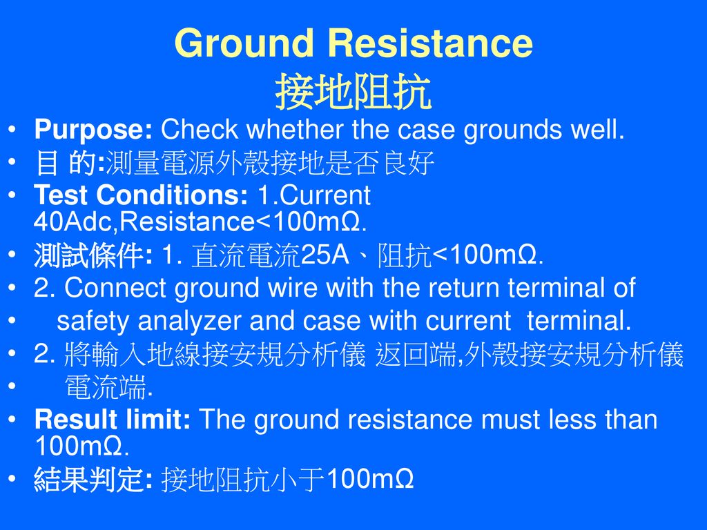 Ground Resistance 接地阻抗