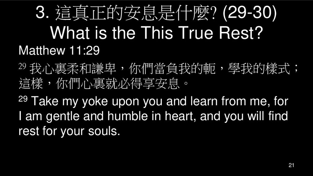 3. 這真正的安息是什麼 (29-30) What is the This True Rest