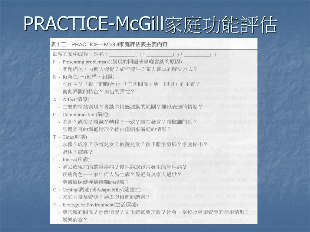 PRACTICE-McGill家庭功能評估
