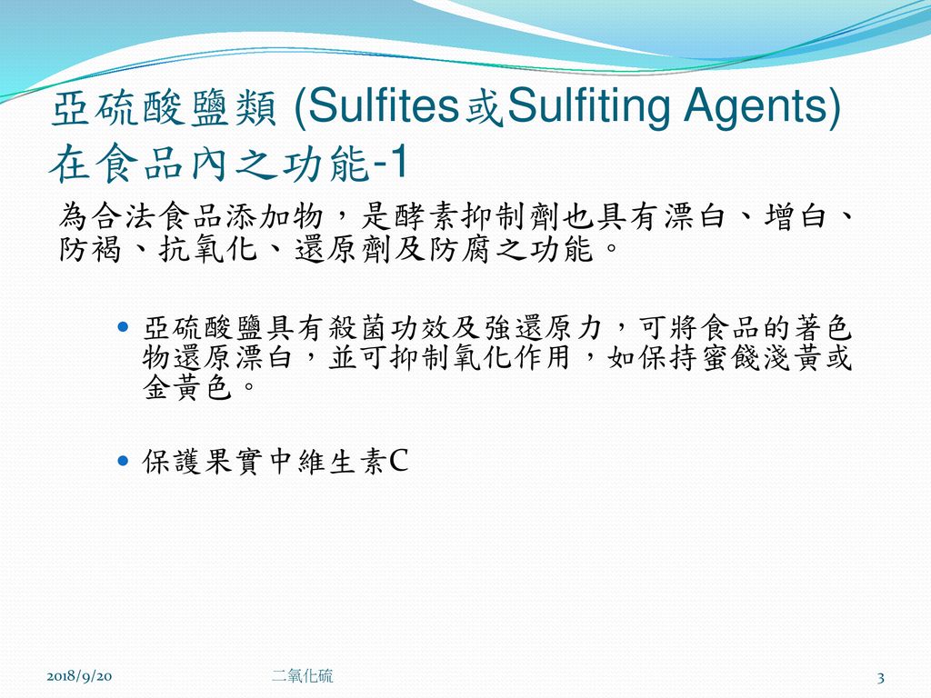 亞硫酸鹽類 (Sulfites或Sulfiting Agents)在食品內之功能-1