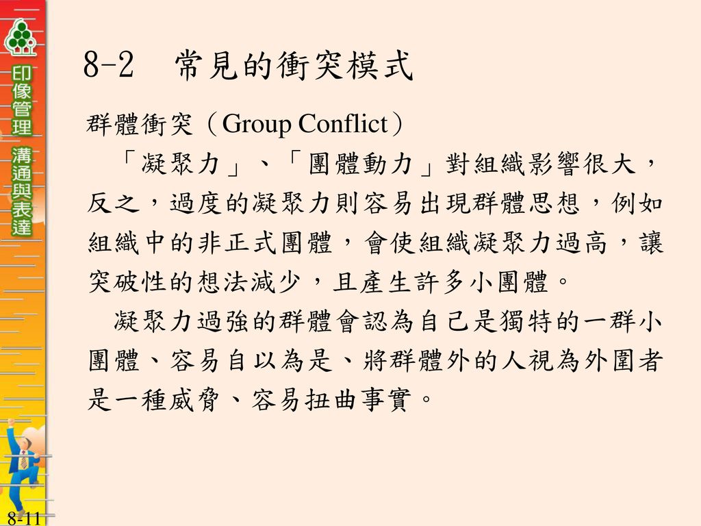 8-2 常見的衝突模式 群體衝突（Group Conflict）