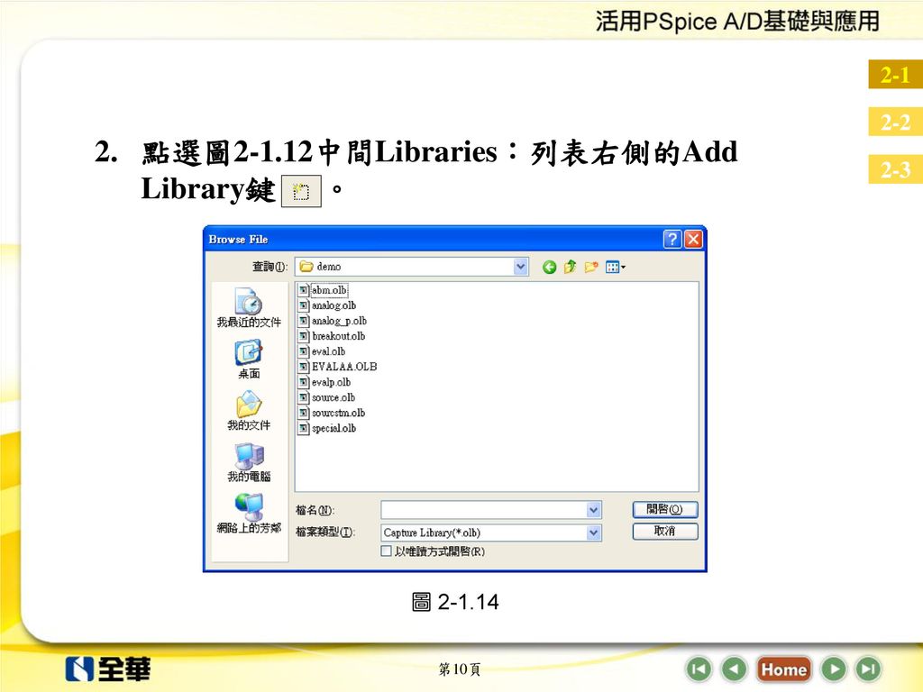 點選圖2-1.12中間Libraries：列表右側的Add Library鍵 。