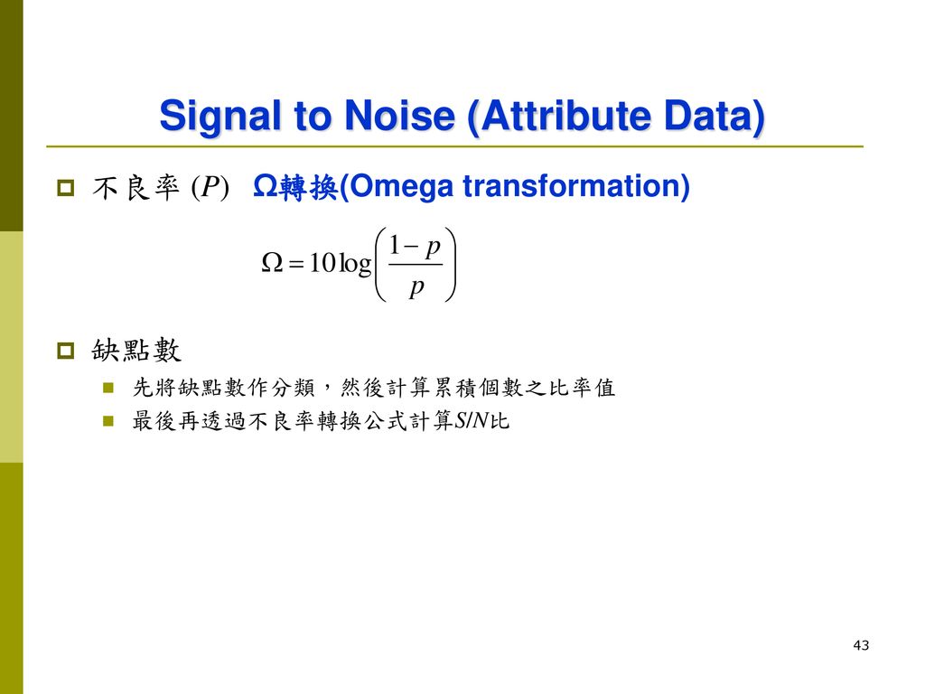 Signal to Noise (Attribute Data)