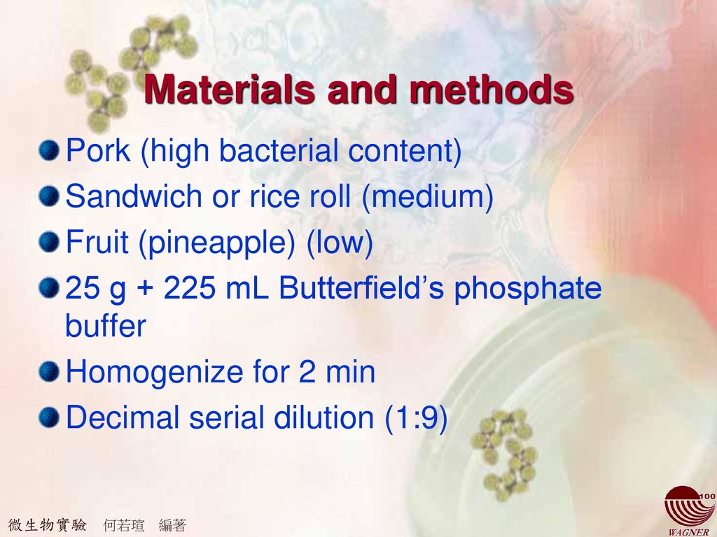 Materials and methods Pork (high bacterial content)