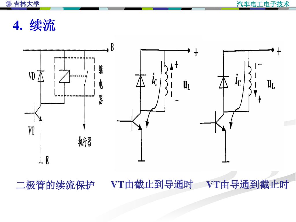 4. 续流 二极管的续流保护 VT由截止到导通时 VT由导通到截止时