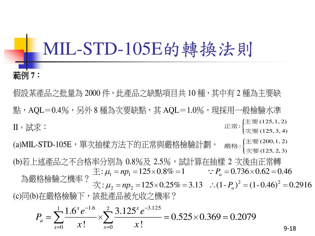 MIL-STD-105E的轉換法則