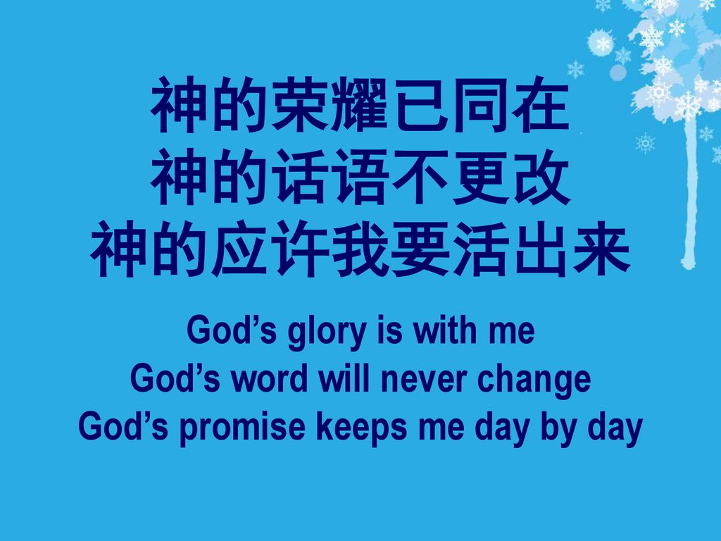 God’s word will never change God’s promise keeps me day by day