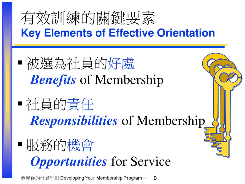 有效訓練的關鍵要素 Key Elements of Effective Orientation