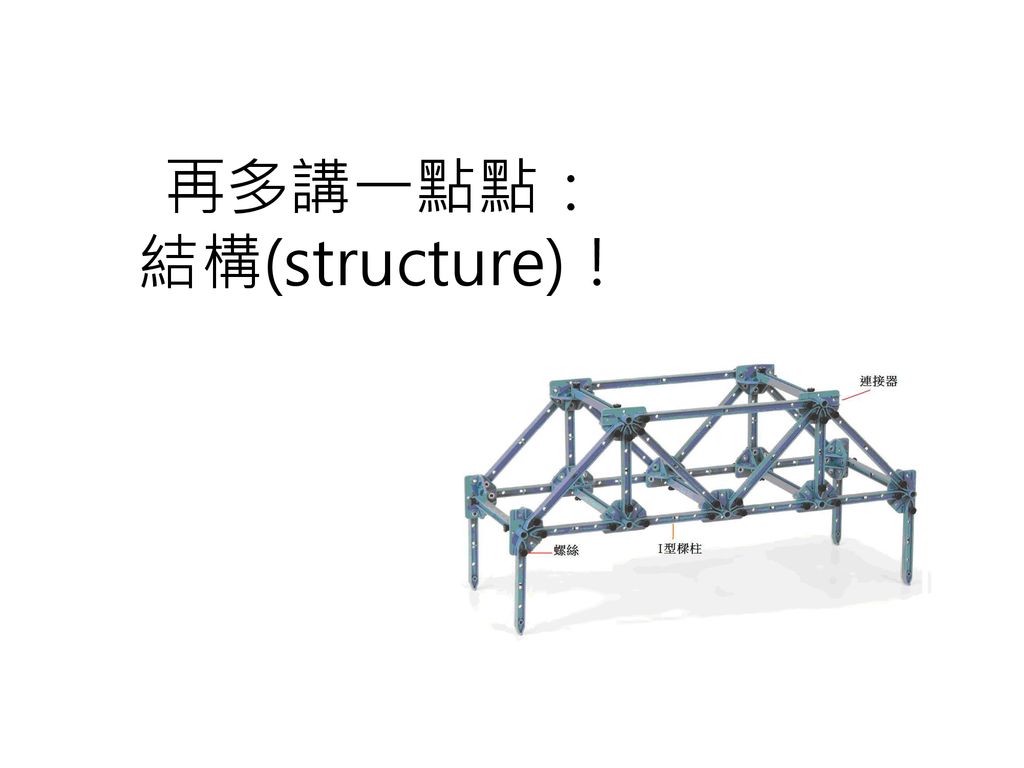 再多講一點點： 結構(structure)！