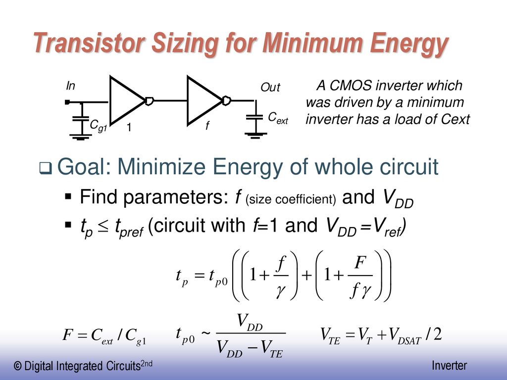 Transistor Sizing for Minimum Energy