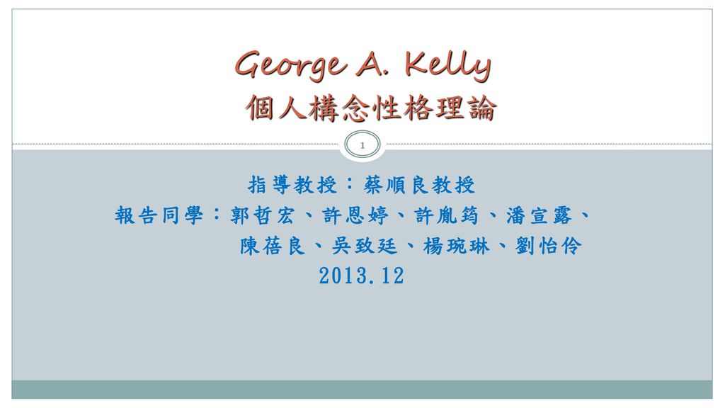 George A. Kelly 個人構念性格理論