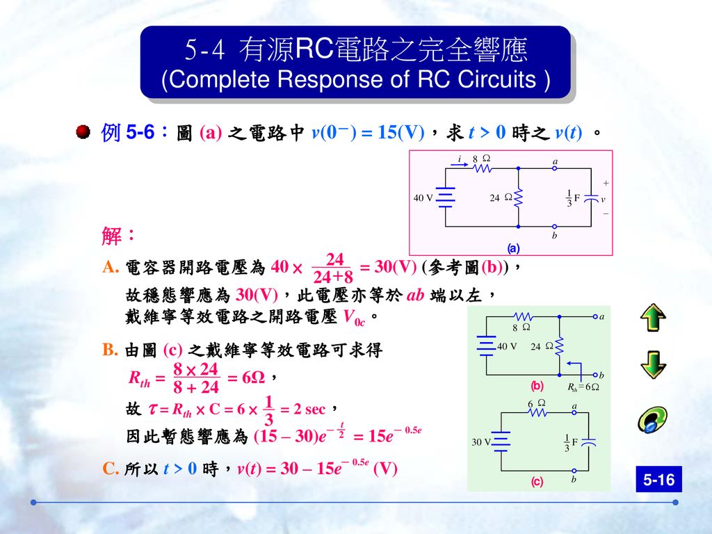 5-4 有源RC電路之完全響應 (Complete Response of RC Circuits )