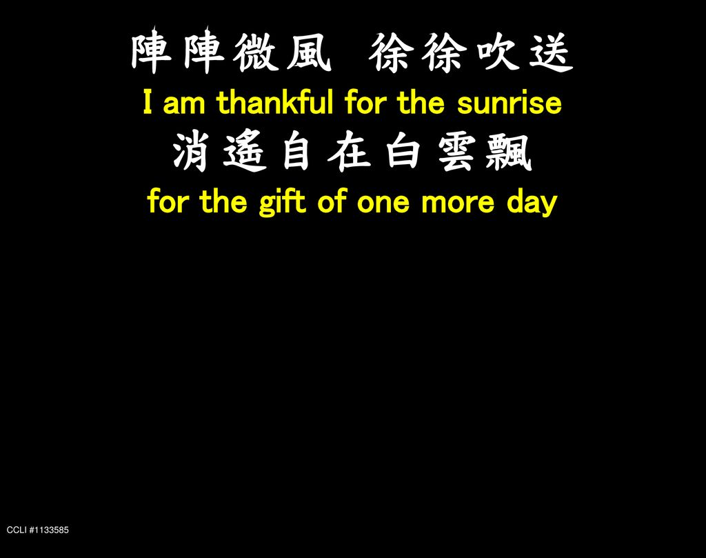 I am thankful for the sunrise for the gift of one more day