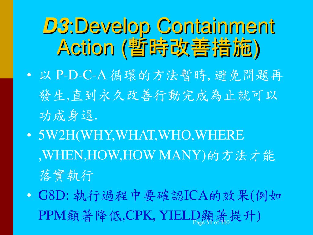 D3:Develop Containment Action (暫時改善措施)