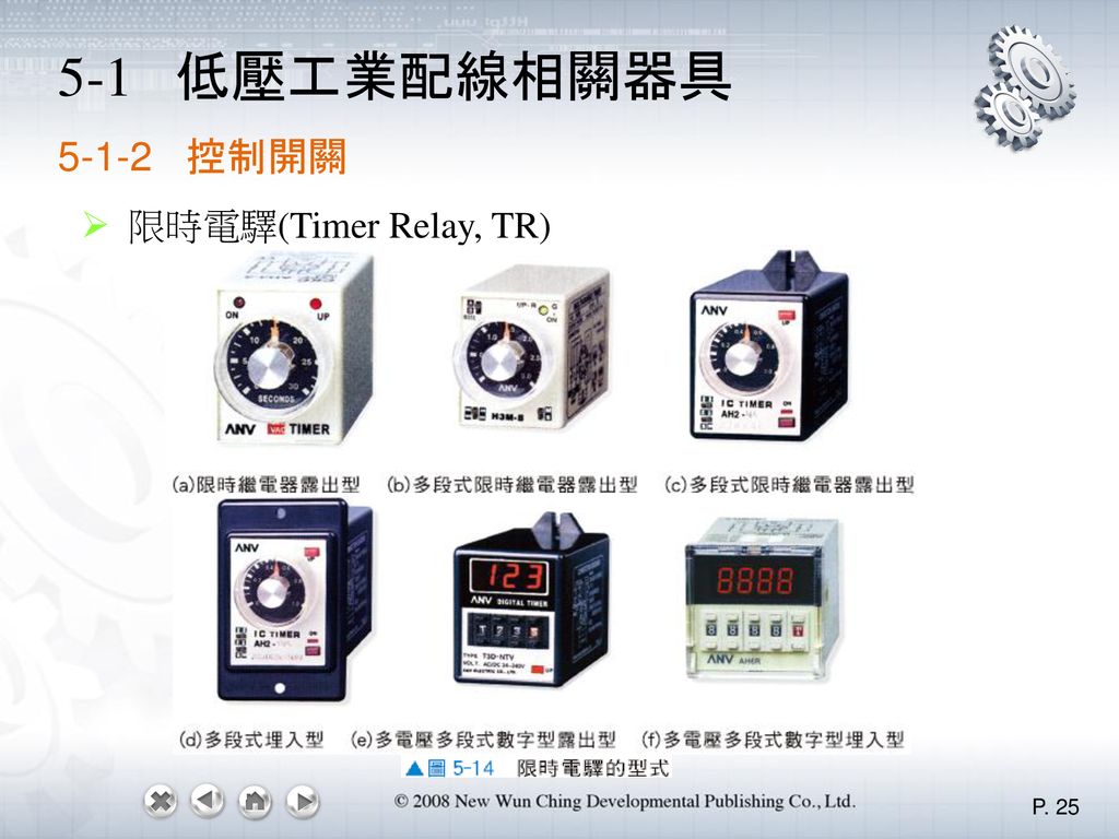 5-1 低壓工業配線相關器具 控制開關 限時電驛(Timer Relay, TR)