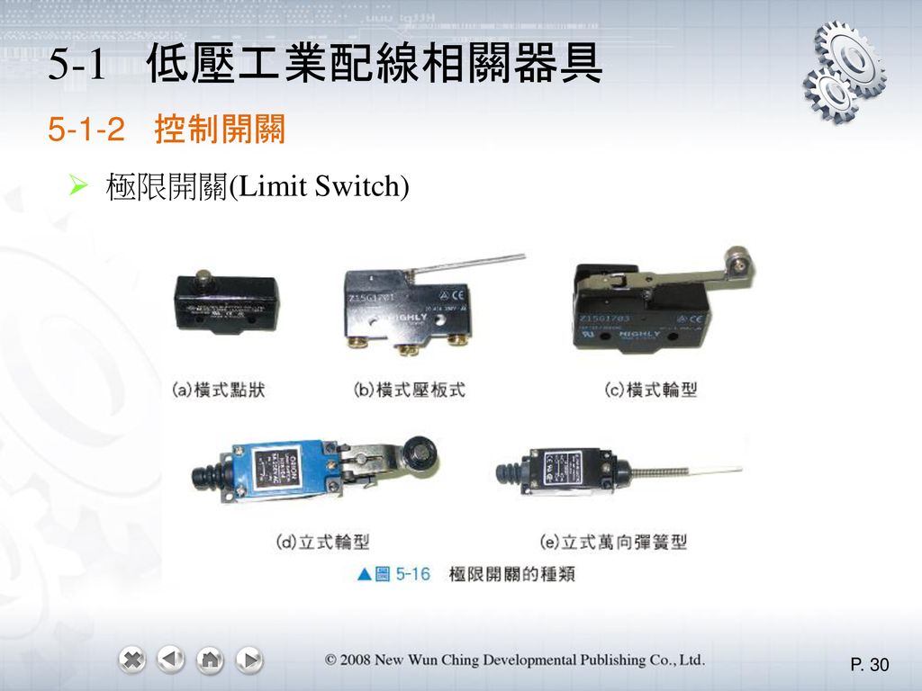 5-1 低壓工業配線相關器具 控制開關 極限開關(Limit Switch)