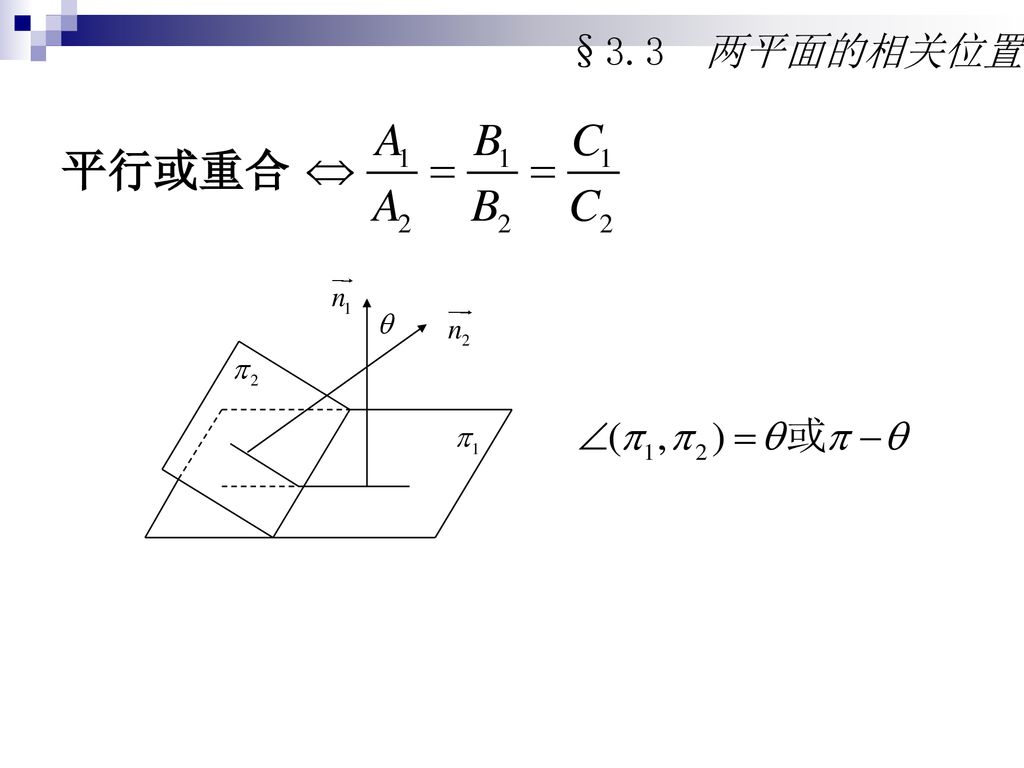 §3.3 两平面的相关位置 平行或重合