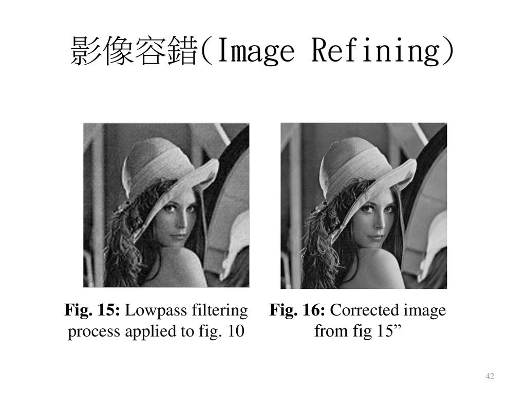 影像容錯(Image Refining) Fig. 15: Lowpass filtering process applied to fig.