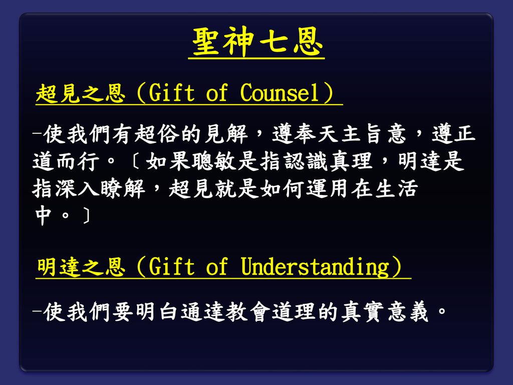 聖神七恩 超見之恩（Gift of Counsel）