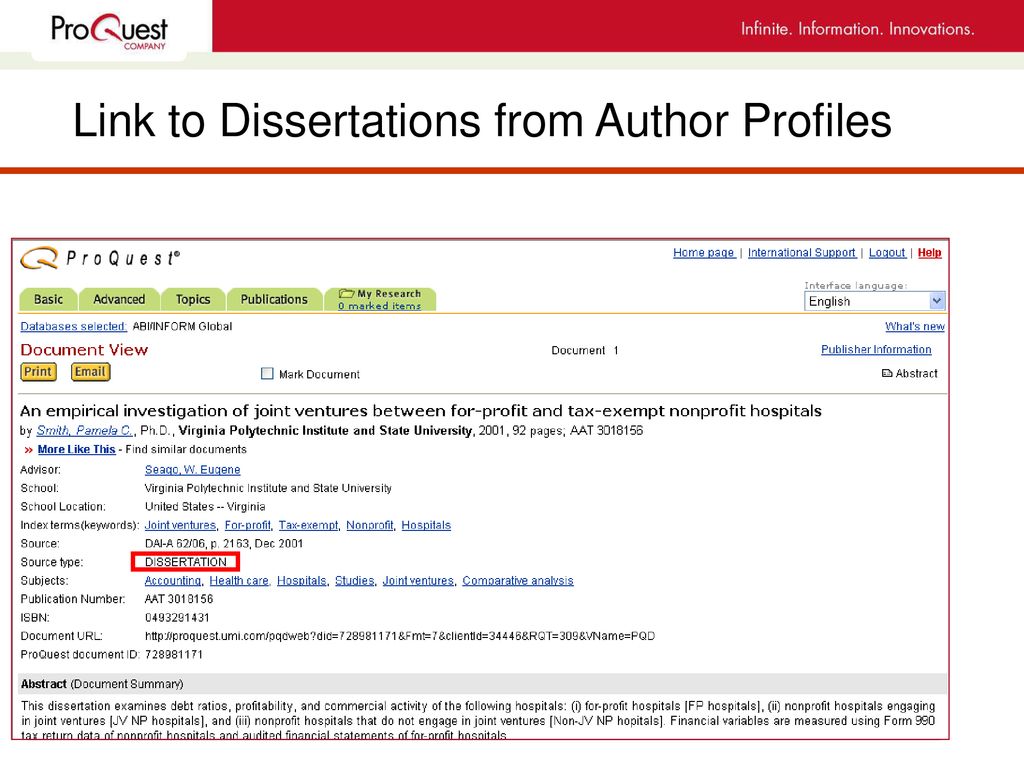 Link to Dissertations from Author Profiles