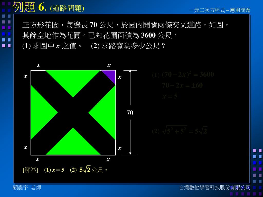 一元二次方程式 應用問題 顧震宇台灣數位學習科技股份有限公司 Ppt Download