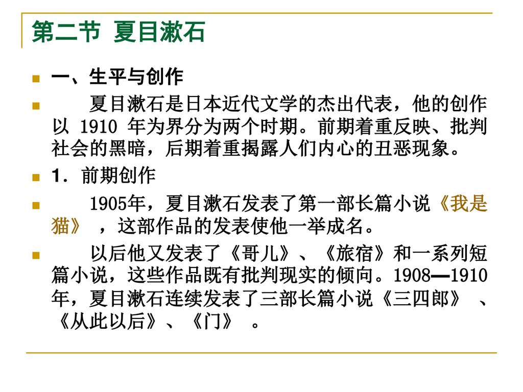 第十二章近代亚非文学亚非国家进入近代社会的时间比较晚 由于自然经济长期占统治地位和外来势力的入侵 从十六世纪开始 亚非各国社会前进速度更趋缓慢 除日本自1868年 明治维新 后走上了发展资本主义的道路外 其他国家封建社会的解体均晚于西欧各国 大体到十九世纪